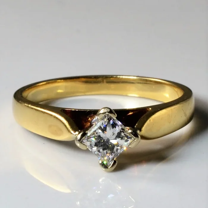 Offset Solitaire Princess Diamond Ring | 0.41ct | SZ 6.5 |