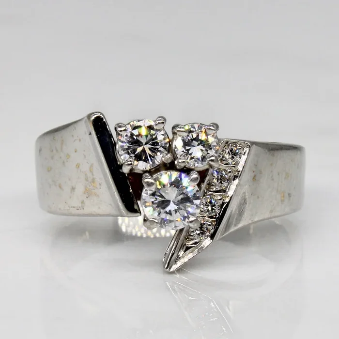 Offset Three Stone Diamond Ring | 0.58ctw | SZ 7.25 |