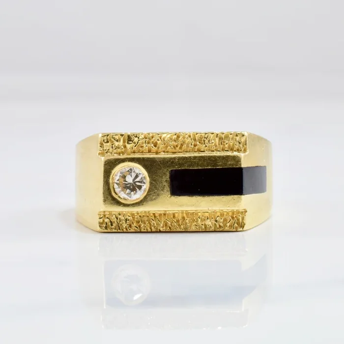 Onyx and Diamond Ring | 0.18 ct SZ 9.75 |
