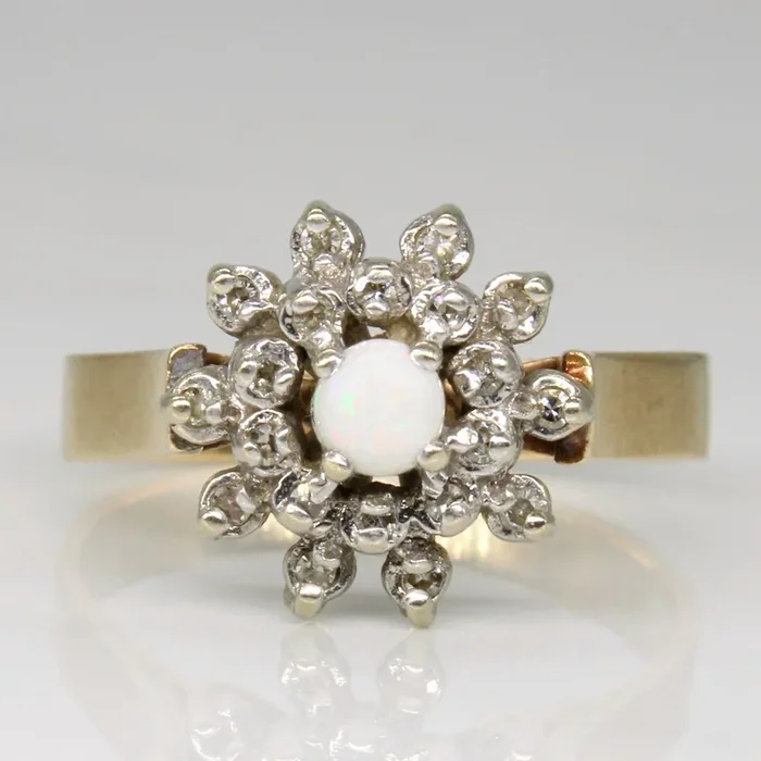 Opal & Diamond Flared Halo Ring | 0.15ct, 0.10ctw | SZ 8 |