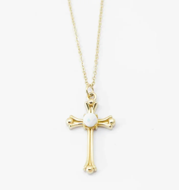 Opal Cross Necklace