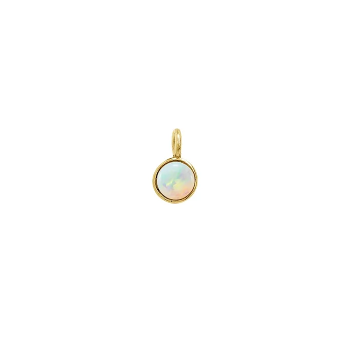 Opal Round Bezel Solitaire Pendant (14K）