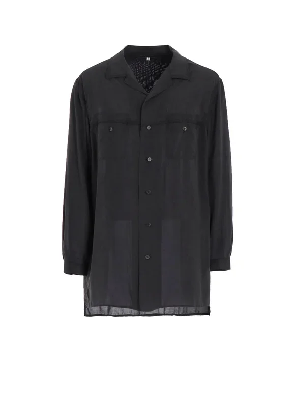 OPEN COLLAR CELLULOSE OZONE SHIRT WITH CHAIN STITCH