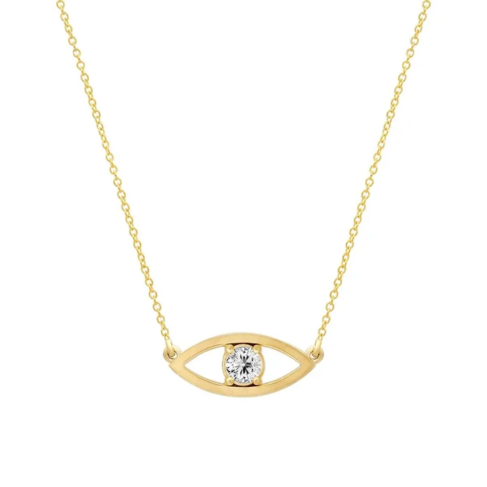 Open Evil Eye Necklace with Diamond Center