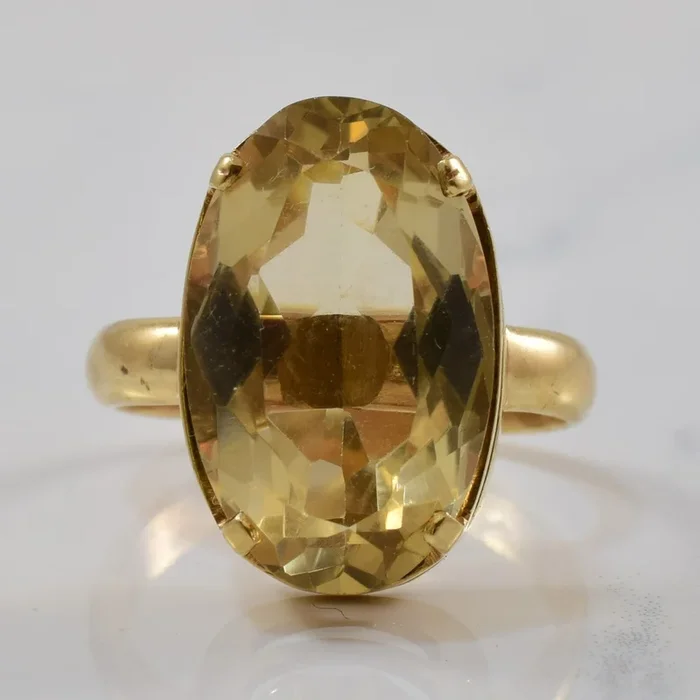 Oval Citrine Cocktail Ring | 11.80ct | SZ 10 |
