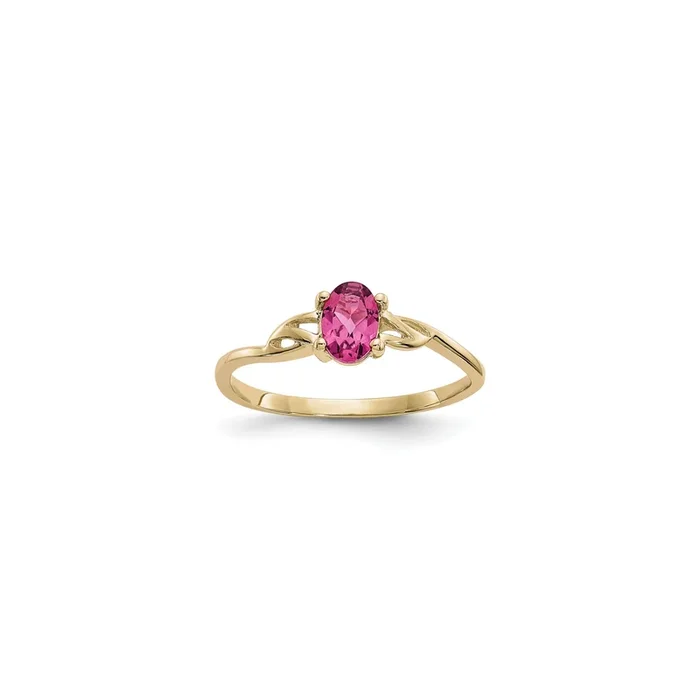 Oval Pink Tourmaline Solitaire Ring (14K)