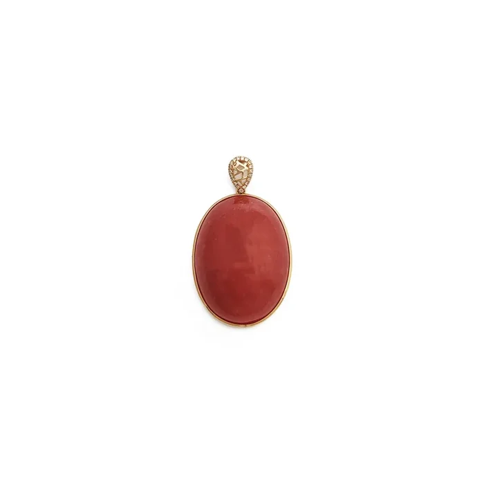 Oval Rhodochrosite Pendant (18K)