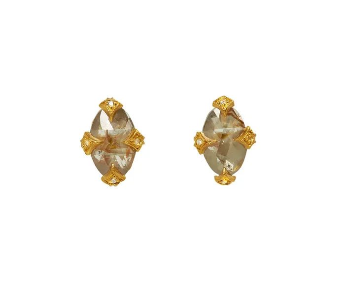 Oval Rustic Diamond Stud Earrings