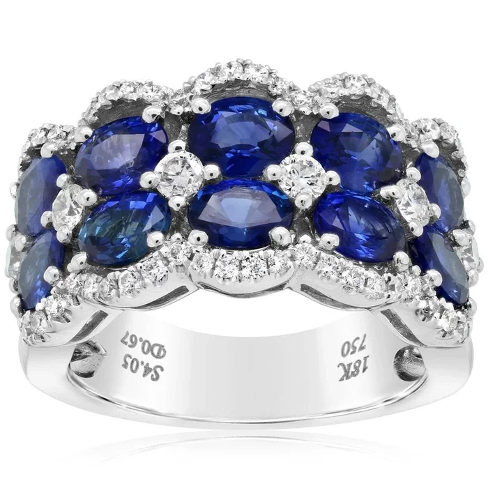 Oval Sapphire & Diamond Wide Ring