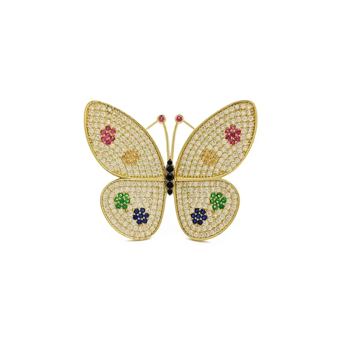 Oversized Multicolor Butterfly Ring (14K)