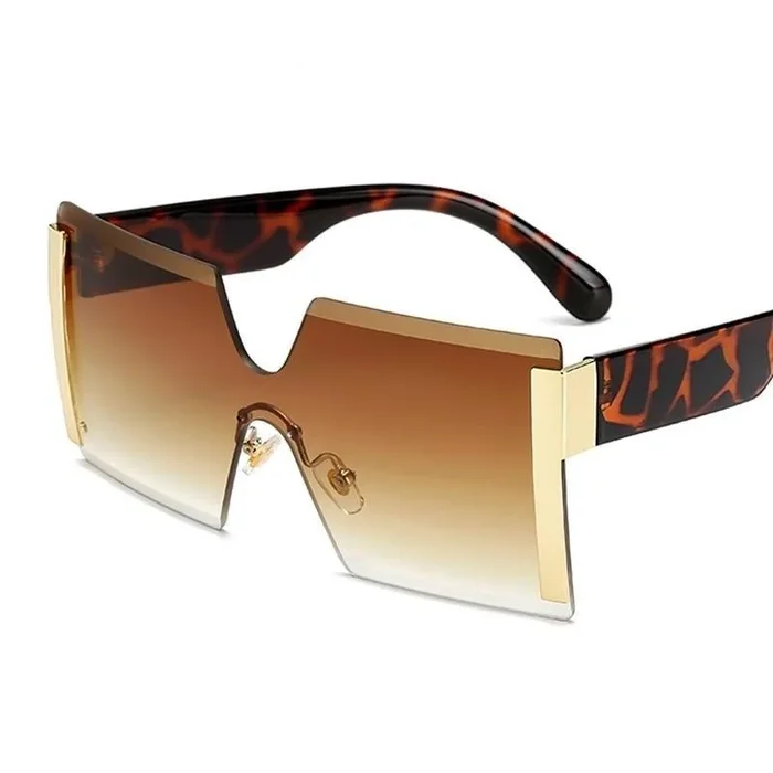Oversized Women’s Square Rimless Alloy Frame UV400 Punk Style Sunglasses