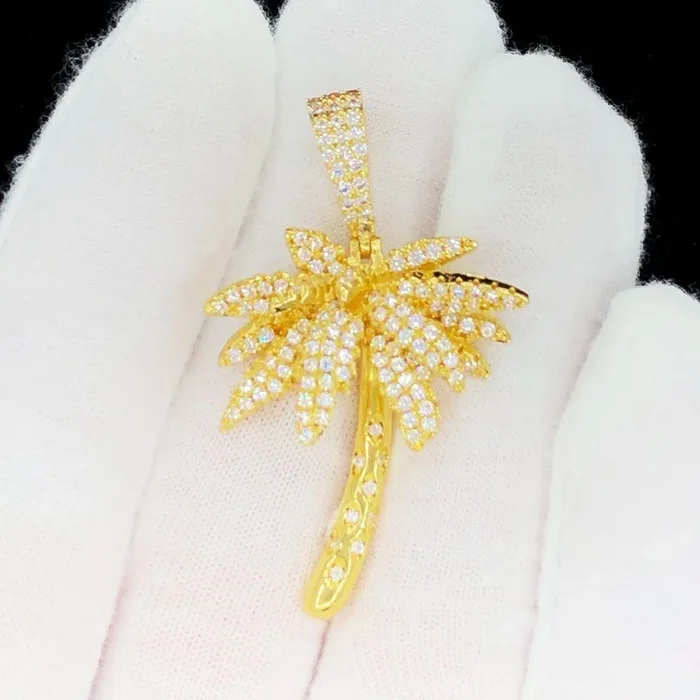 Palm Tree Gold Iced Out Hip Hop Pendant