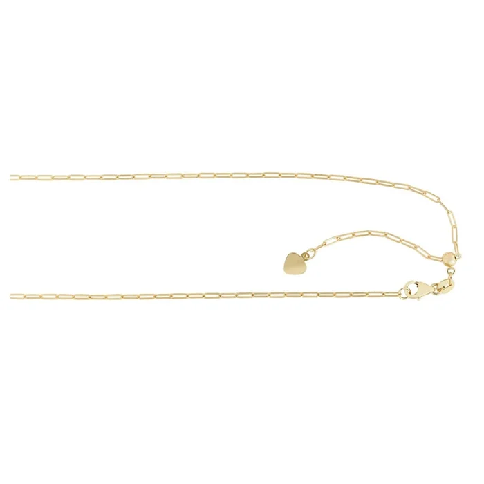 Paperclip with Heart Tag Adjustable Chain (14K)