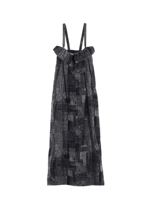 PATCHWORK JACQUARD FRONT GATHER DRESS