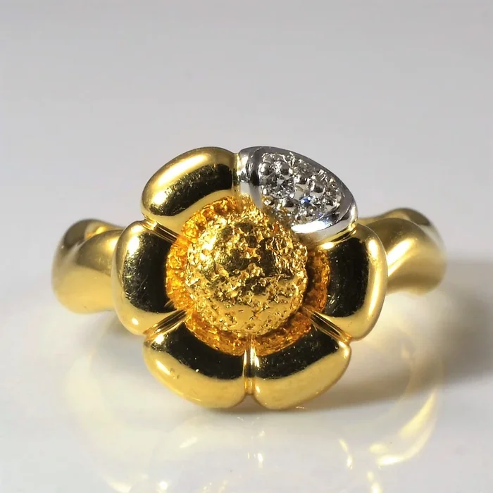 Pave Accented Flower Ring | 0.06ctw | SZ 6.75 |