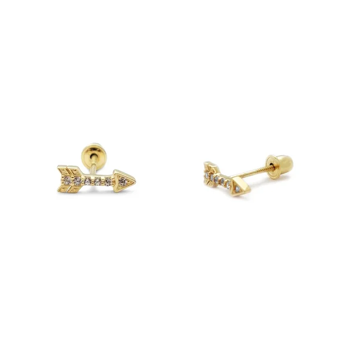 Pave Arrow Stud Earrings (14K)