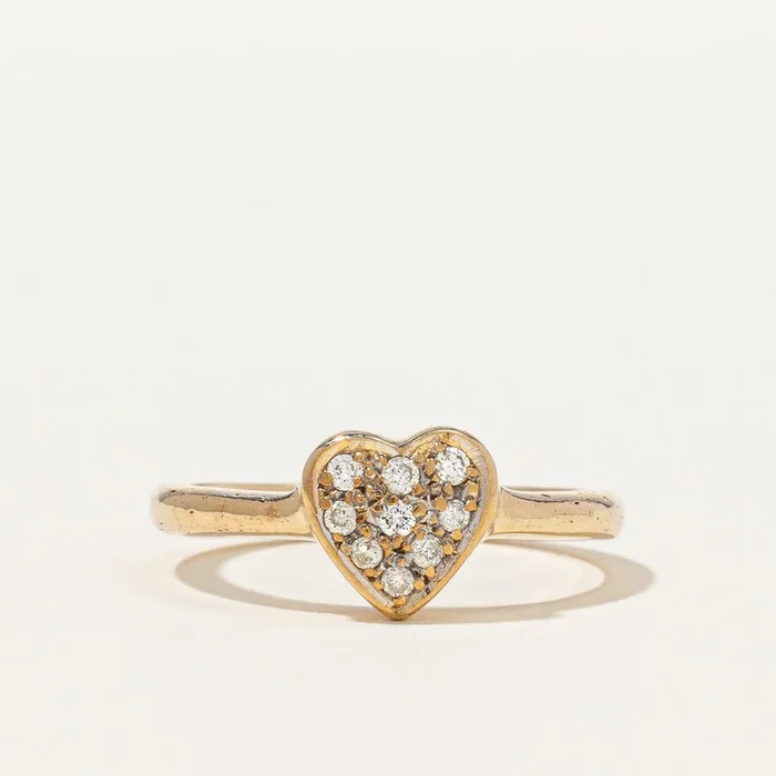 Pave Diamond Heart Promise Ring | 0.09ctw | SZ 5.5 |