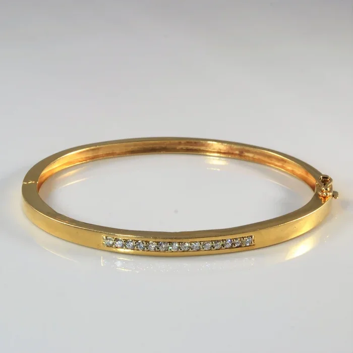 Pave Diamond Yellow Gold Bangle | 0.14ctw | 7.5″ |