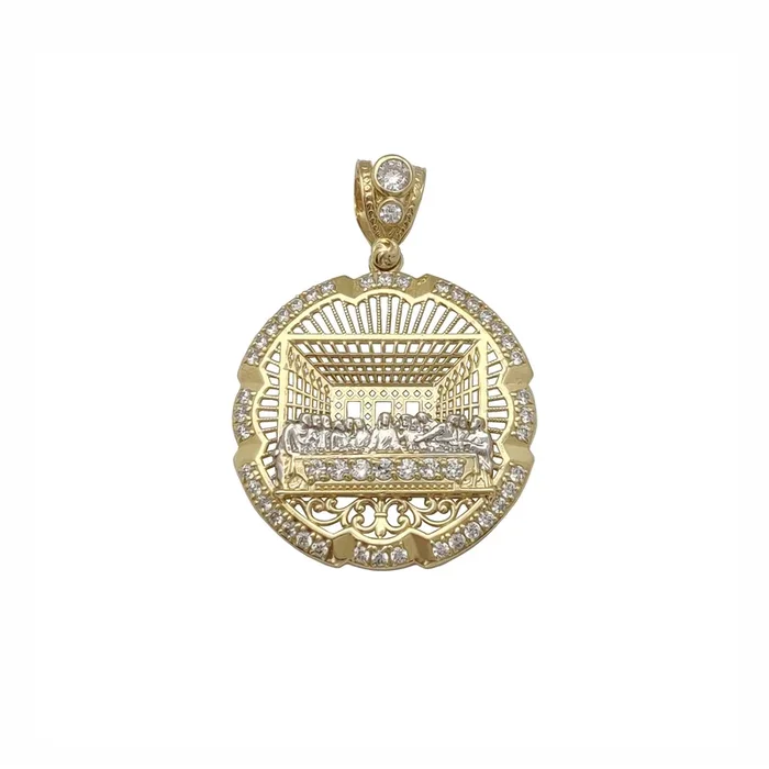 Pave Last Supper Medallion Pendant (10K)
