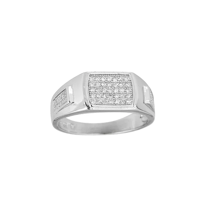 Pave Rectangle Men’s Ring (Silver)