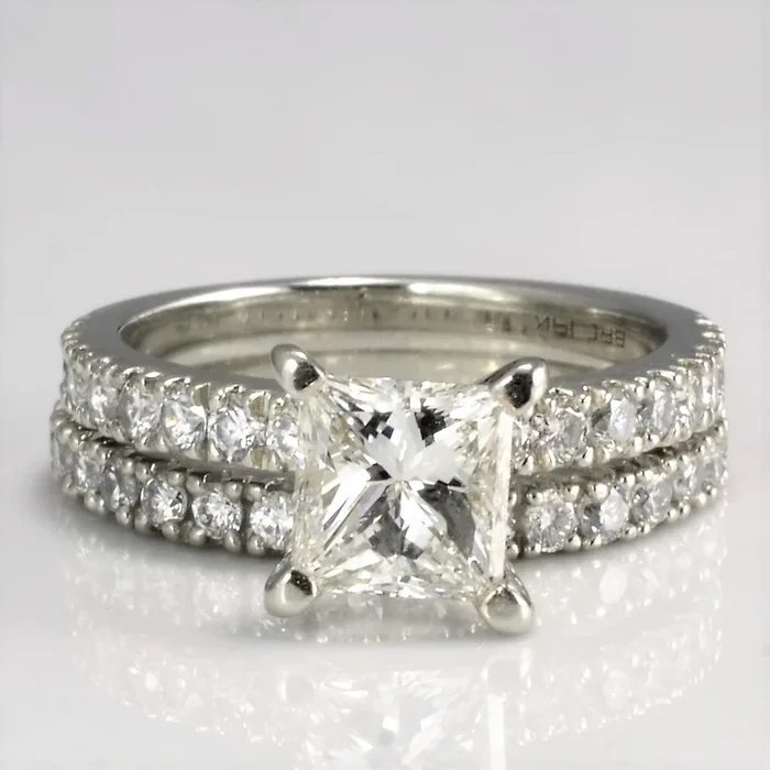 Pave Set Diamond Engagement Ring Set | 1.72ctw | SI1, H | SZ 4.5 |