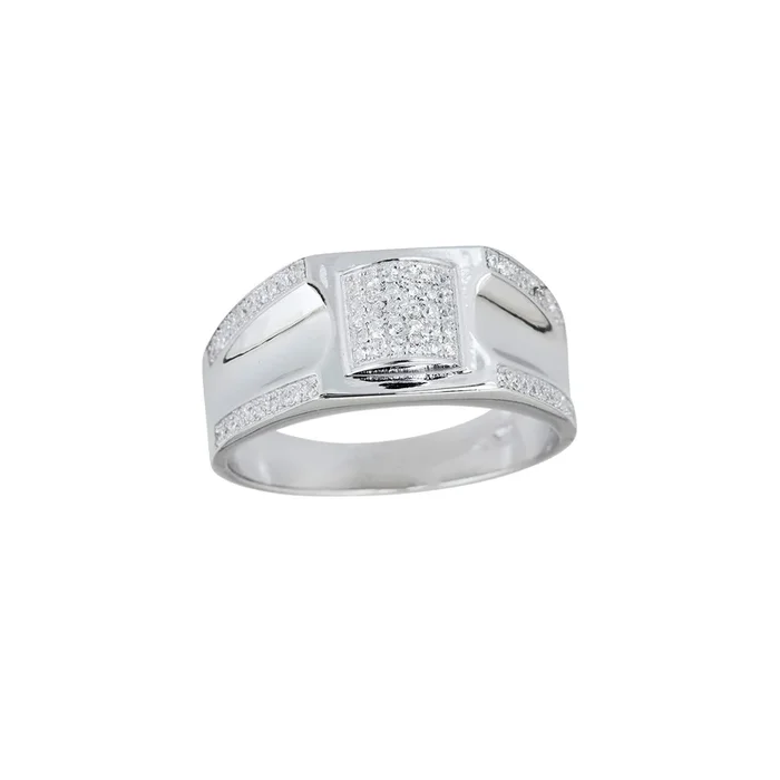 Pave Stone-Setting Men’s Ring (Silver)