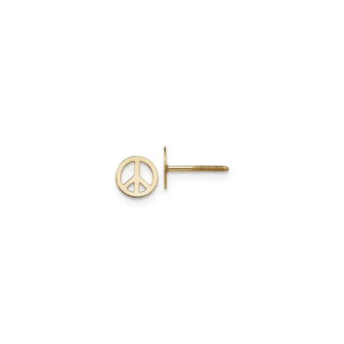 Peace Sign Flat Stud Earrings (14K)