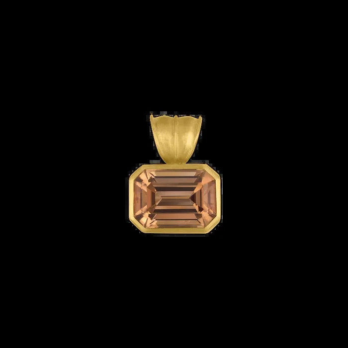 Peach Tourmaline Block Pendant