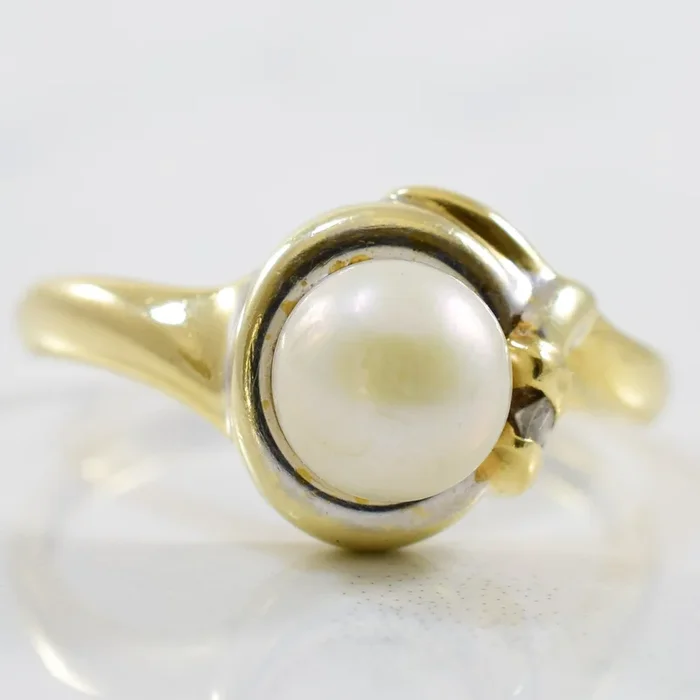 Pearl & Diamond Bypass Ring | 0.03ctw, 1.94ct | SZ 6.5 |