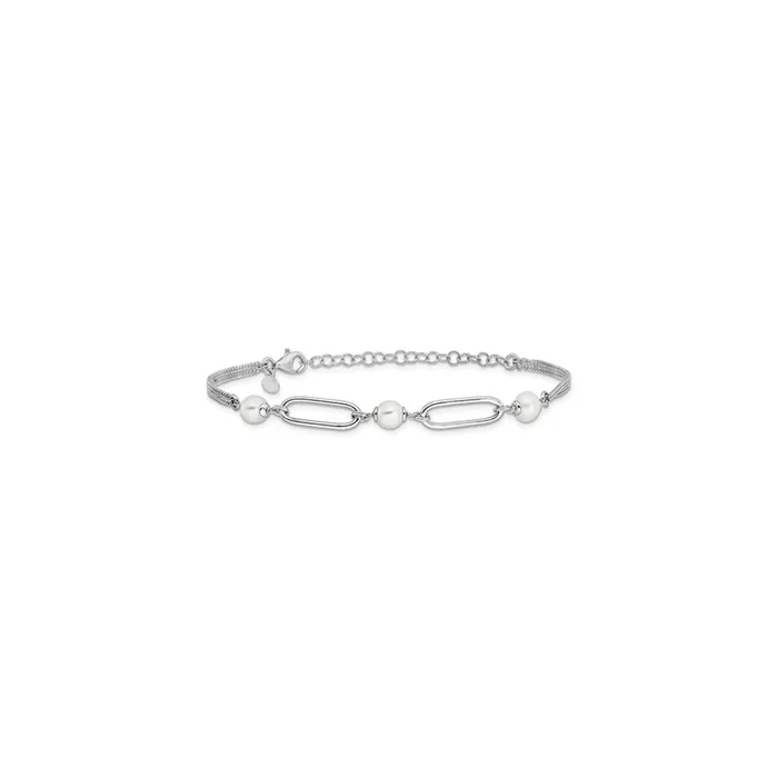 Pearl Paperclip Bracelet (Silver)