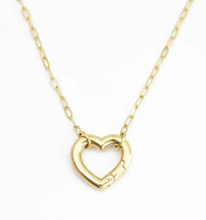 Personalized Heart Charm Chain – Paperclip Chain