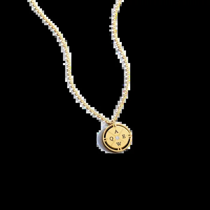 Personalized Mini Compass Pendant Necklace