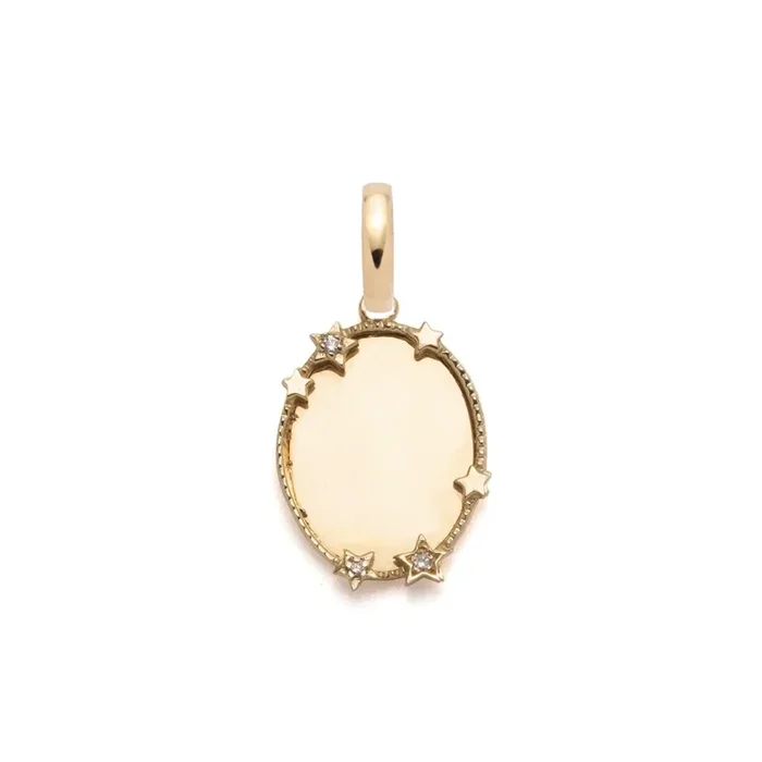 Personalized Miniature Engravable Oval Disk : in Yellow Gold with an Annex Link