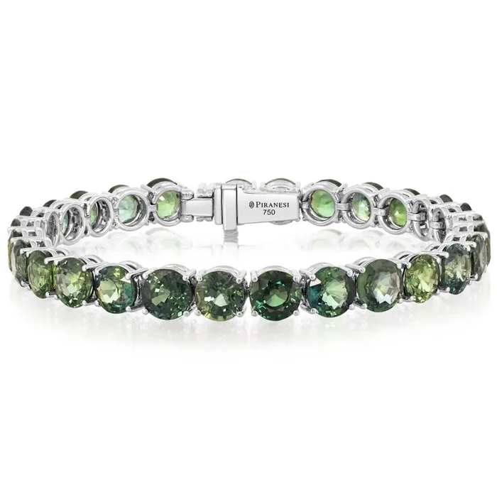 PIRANESI 18K Gold Green Sapphire Tennis Bracelet