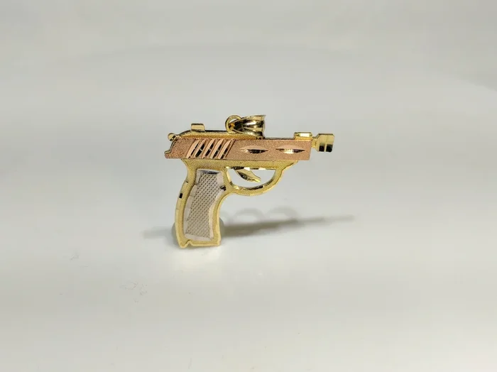 Pistol Pendant Tricolor (14K)