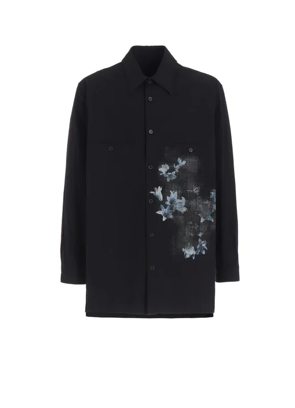 POISONOUS FLOWER PRINT SINGLE SEAM POCKET SHIRT