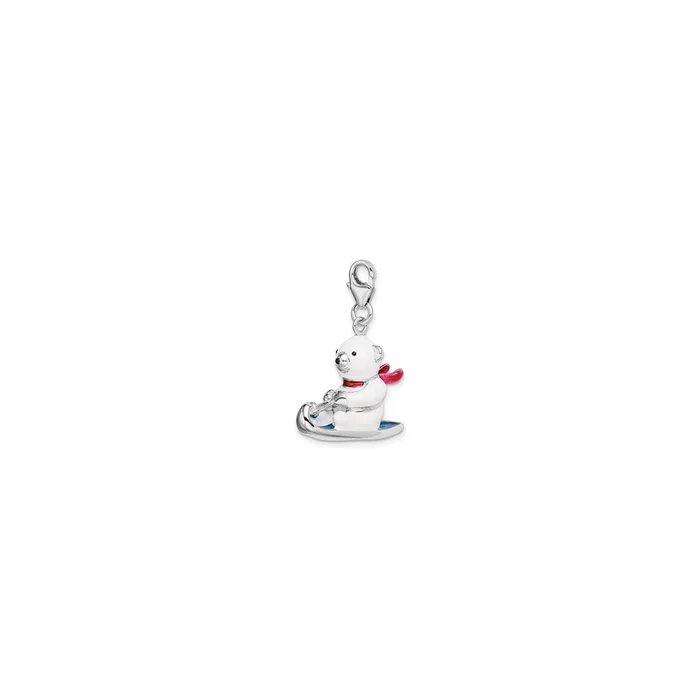 Polar Bear & Sled Charm (Silver)