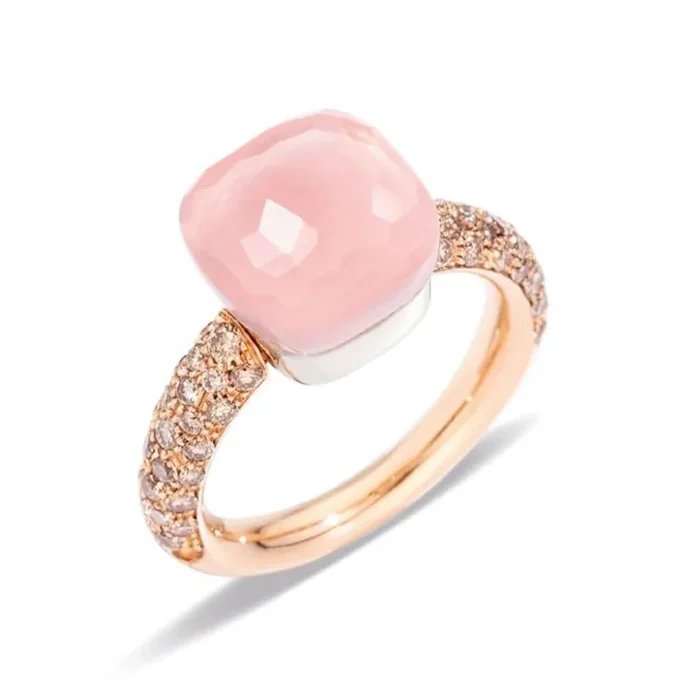 POMELLATO Nudo Classic Rose Quartz & Brown Diamond Ring