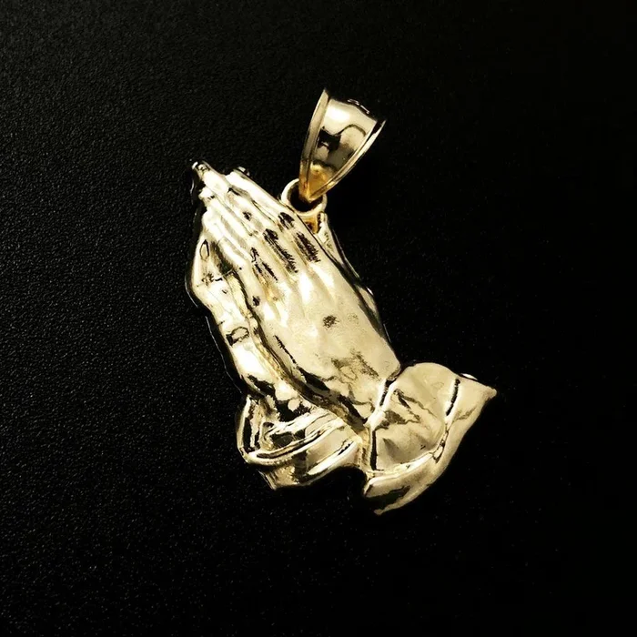 Praying Hands 10K Yellow Gold Pendant