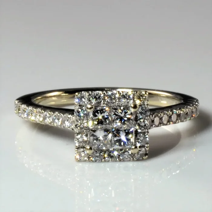 Princess Cluster Halo Engagement Ring | 0.82ctw | SZ 4.5 |