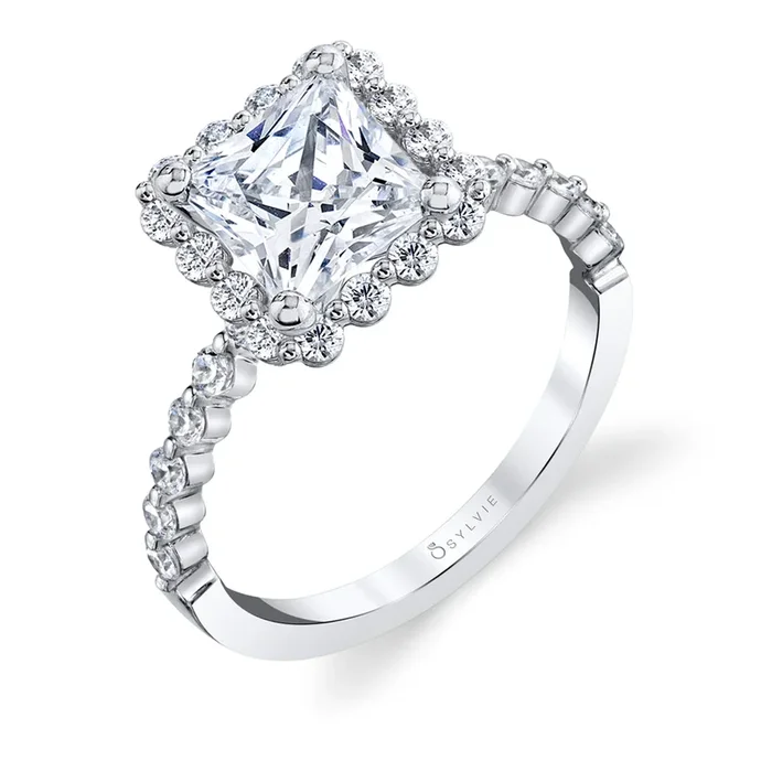 Princess Cut Classic Halo Engagement Ring – Athena