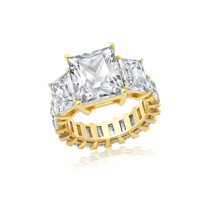 Princess Cut Cocktail Ring Finished in Gold