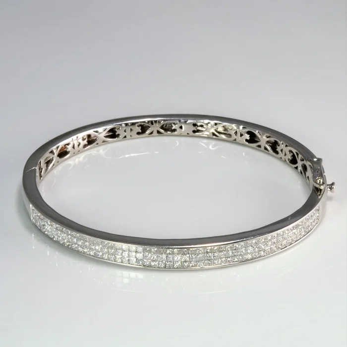 Princess Cut Pavé Set Diamond Bangle | 3.75ctw | 8”|