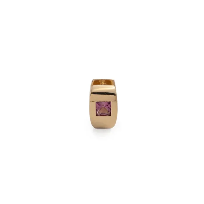 Princess Cut Pink Tourmaline – Love : Gemstone Huggie Earring
