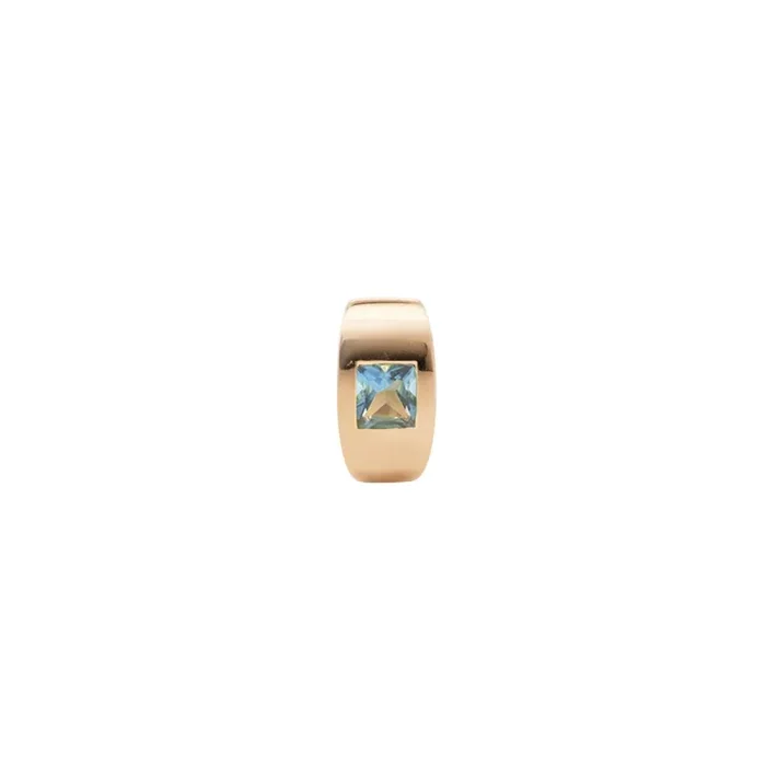 Princess Cut Swiss Blue Topaz – Love : Gemstone Huggie Earring
