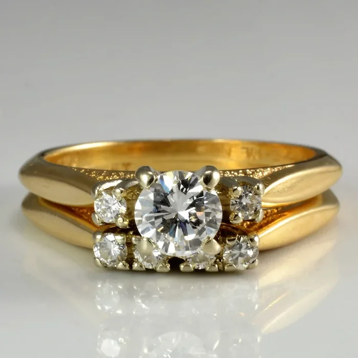 Prong Set Diamond Wedding Ring Set | 0.60 ctw, SZ 6.5 |