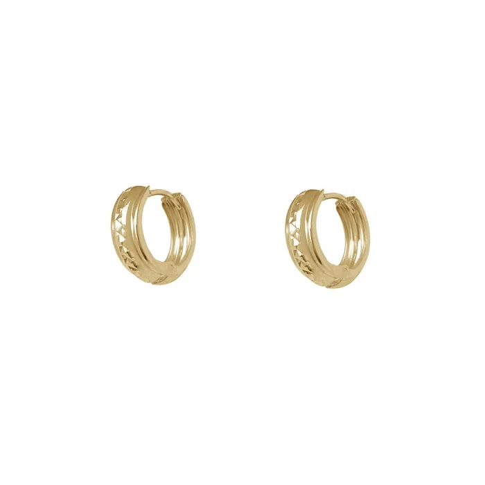 Puffy Faceted Huggie Earrings (14K)