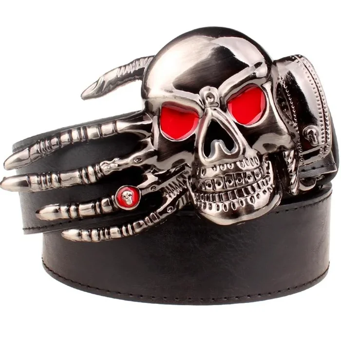 Punk Heavy Red Eye Devil Hand Hip Hop Rock Skull Head Metal Belts