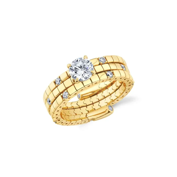 Pure Flex Solitaire Ring Finished in Gold