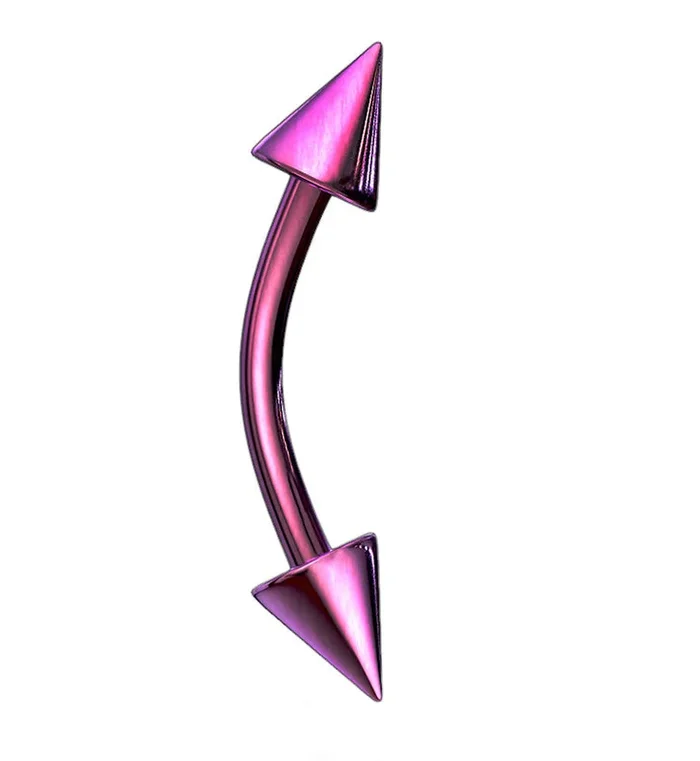 Purple PVD Spiked Curved Barbell